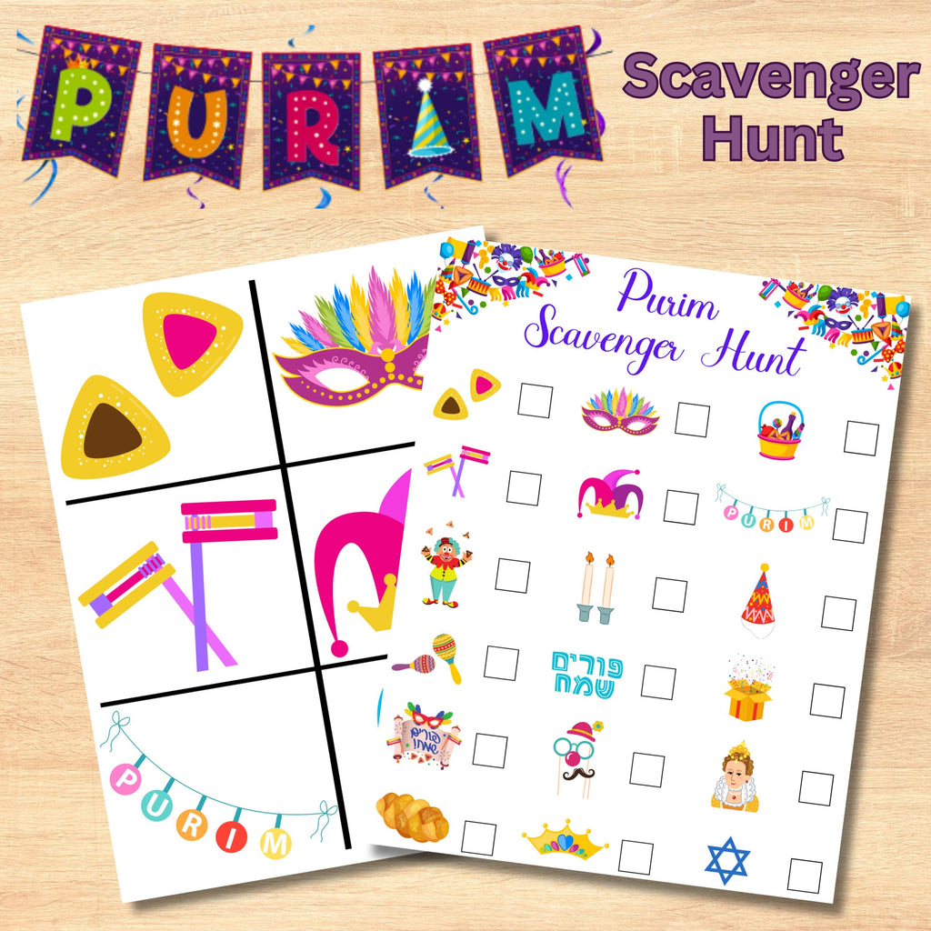 Purim Printable Scavenger Hunt, Purim Party Game, Instant Download, Jewish Purim Game, Purim Learning, Kids Purim, Purim Activities for Kids