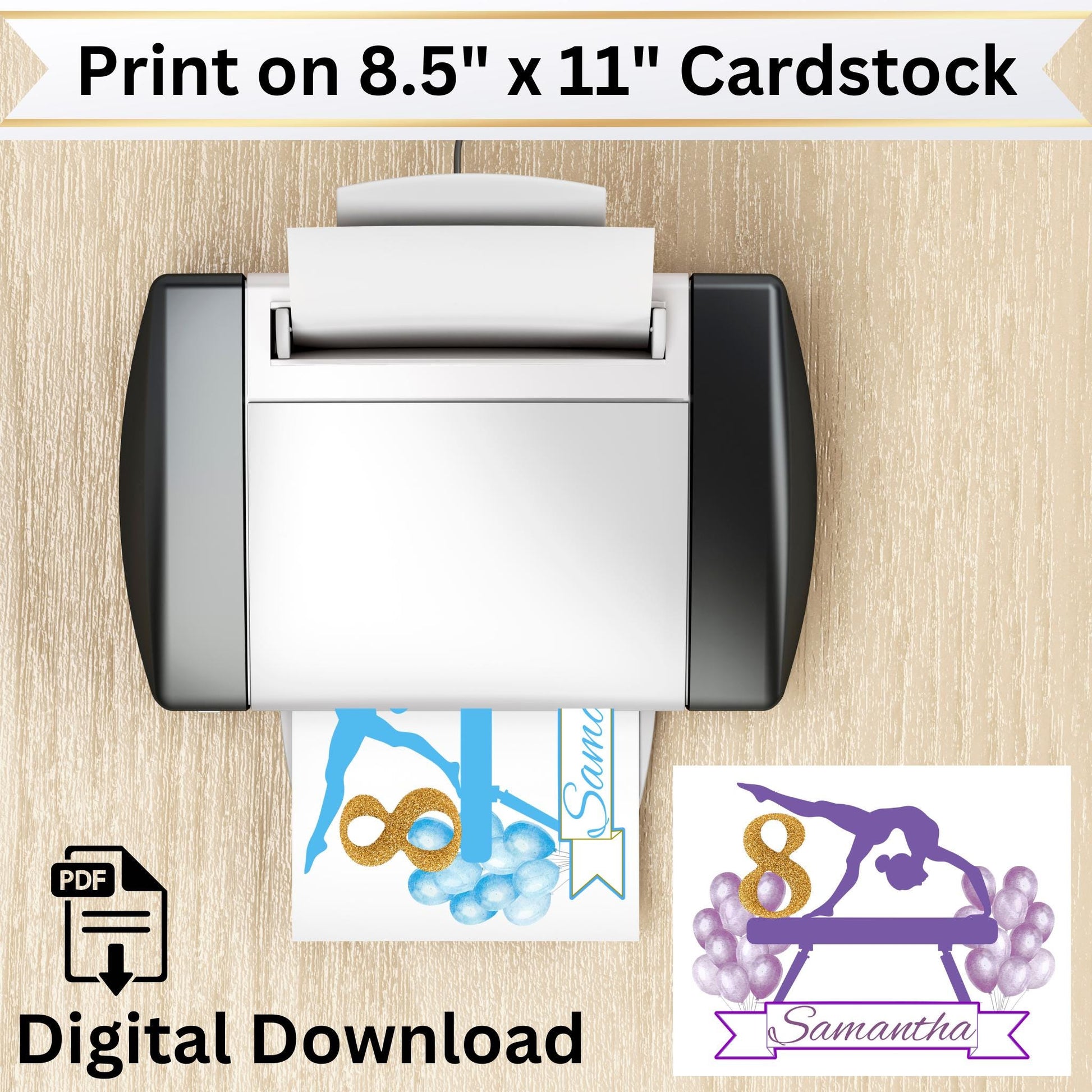 Personalized Gymnastics Birthday Cake Topper, Custom Gymnastics Party Decor