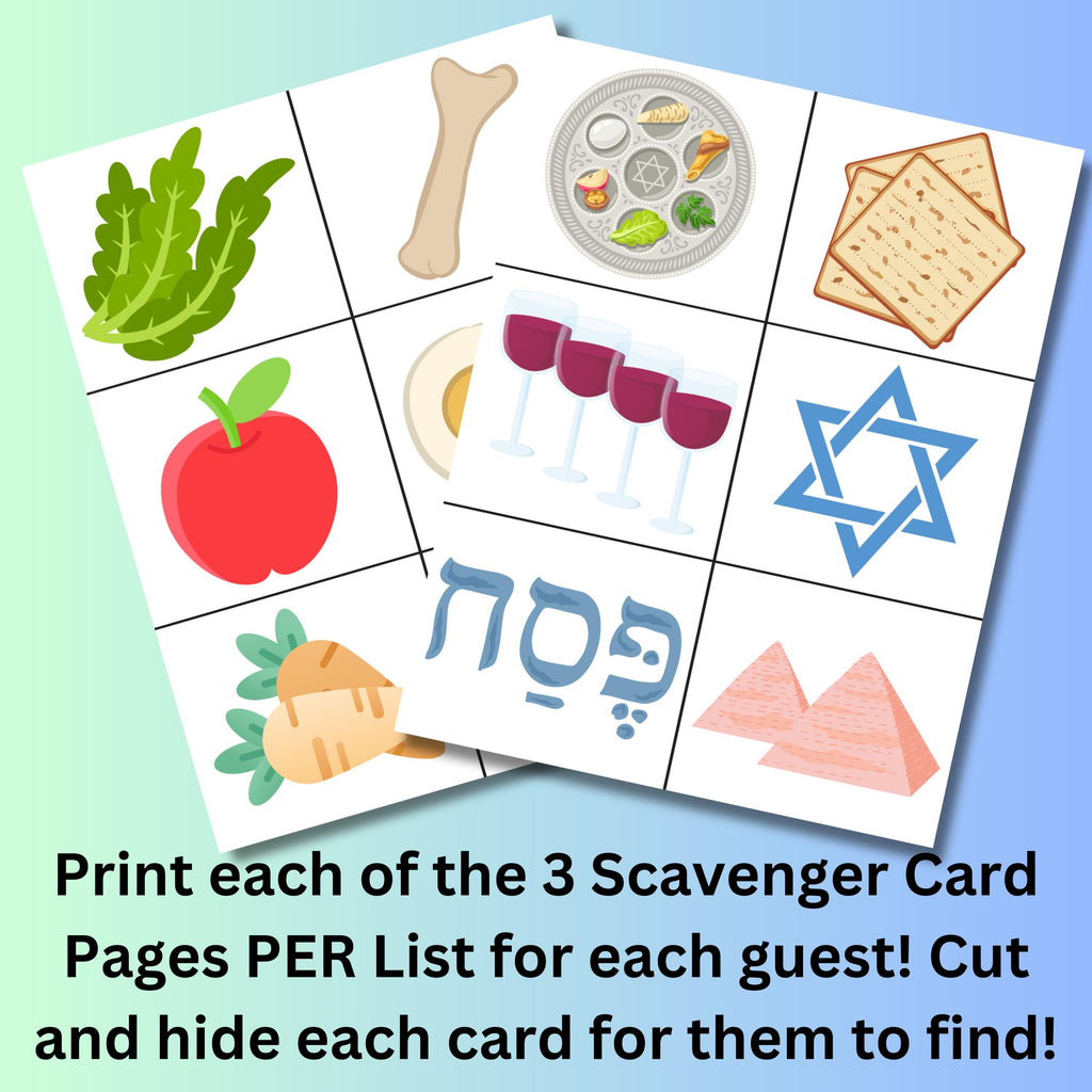 Passover Scavenger Hunt, Passover Game, Jewish Holiday Game, Jewish Scavenger Hunt, Kids Passover Instant Download