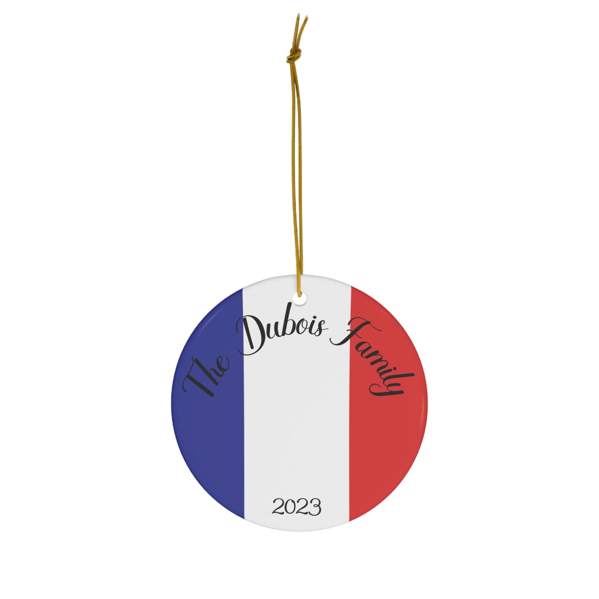 Personalized France Ceramic Christmas Ornament French Flag Inspired Porcelain Gift Holiday Decoration Paris French Heritage Holiday Gift
