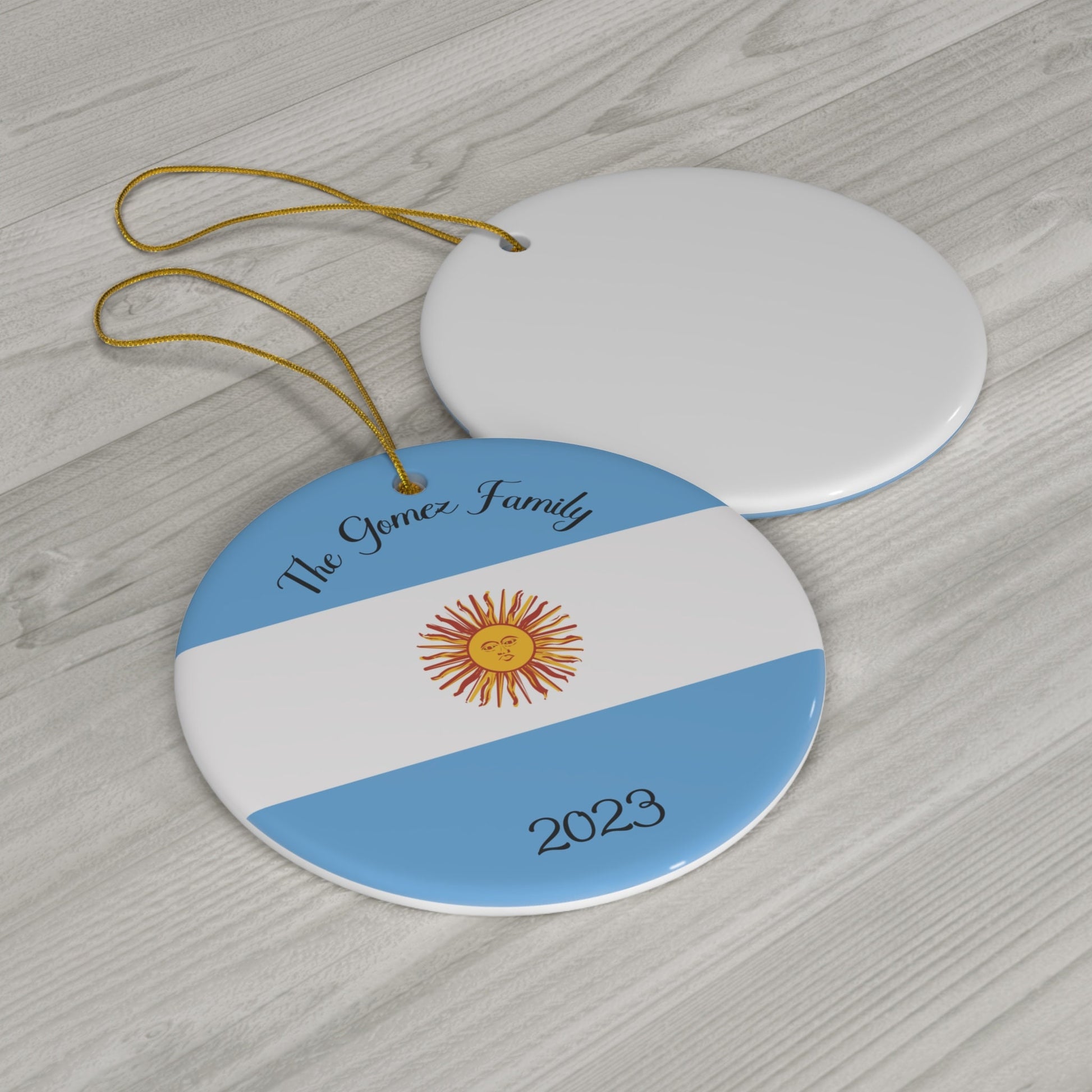 Personalized Argentina Ceramic Christmas Ornament Argentinean Argentine Flag Porcelain Gift Holiday Decoration World Heritage Travel Themed