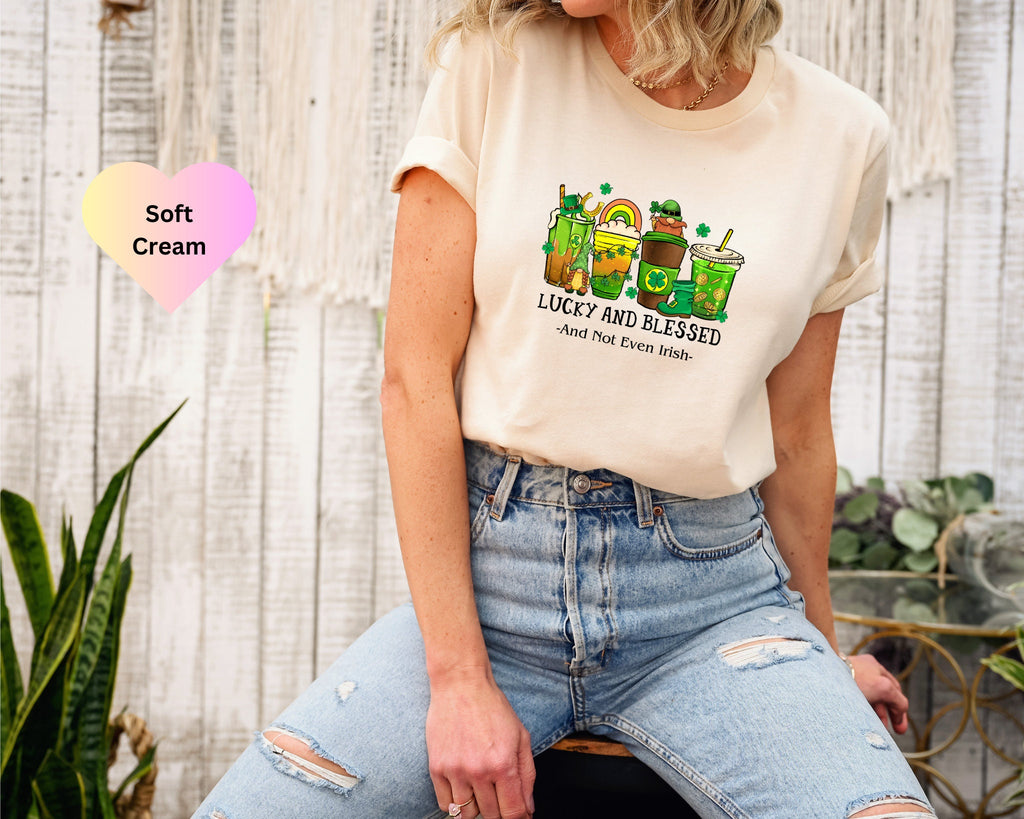 St. Patrick's Coffee Shirt, Lucky Latte Shirt, Shamrock Shirt, Lucky T-shirt, Lucky and Blessed, Coffee Shirt, Funny St. Patty's Day Shirt