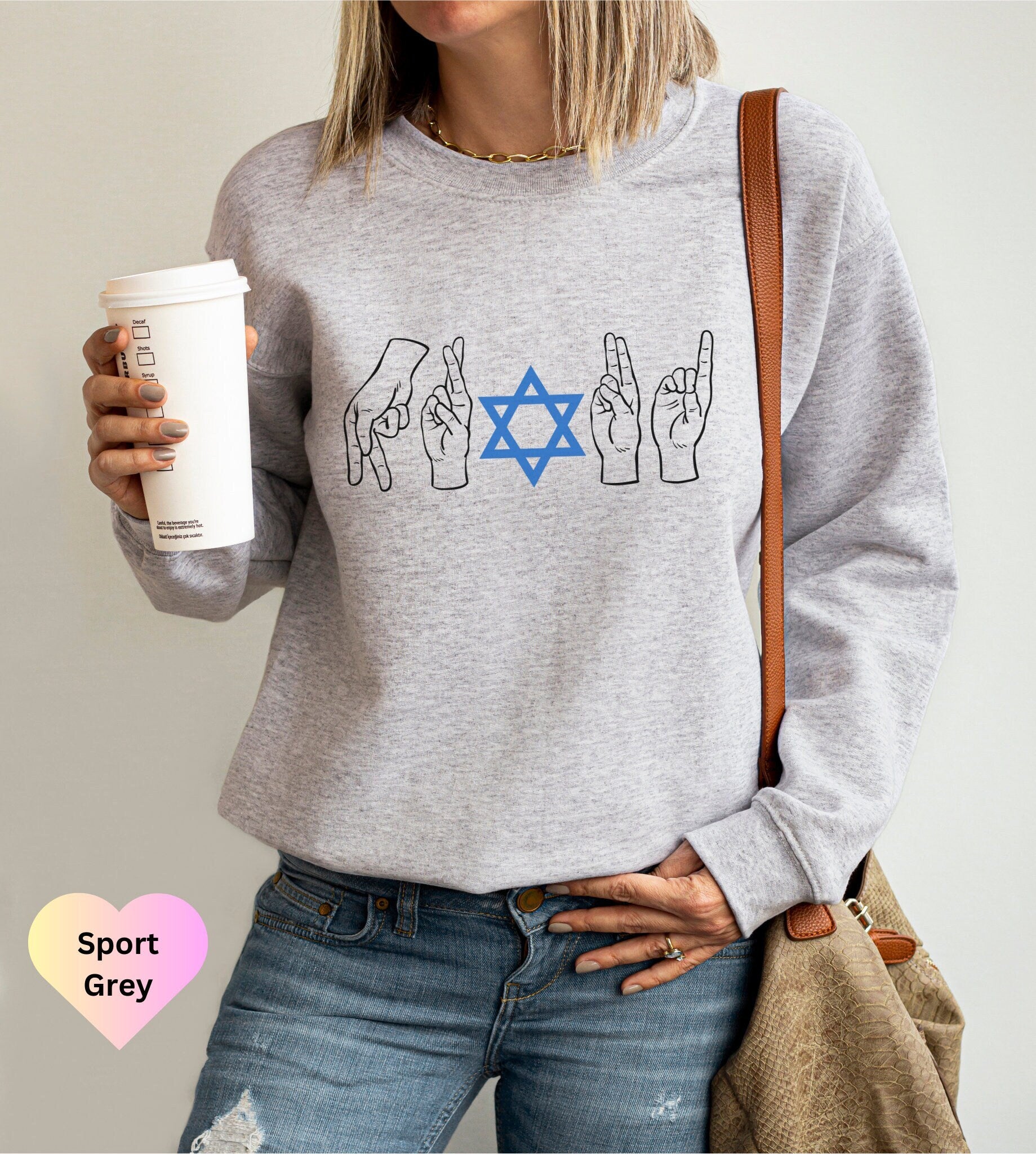 Jewish Pride Sweater ASL Shirt Jewish Sign Language Sweatshirt Proud Jewish Sweatshirt Star David Judaica Gifts Am Yisrael Chai Deaf Pride