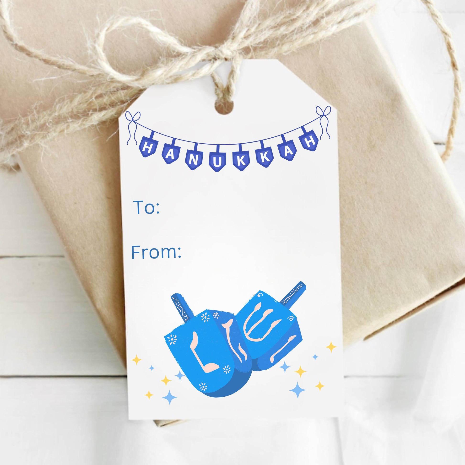 Happy Hanukkah Gift Tag Printable, Set of 18, Menorah Chanukah Tag, Dreidel Tag, Hanukkah Present, Hanukkah Gift Labels, Hanukkah Wrapping