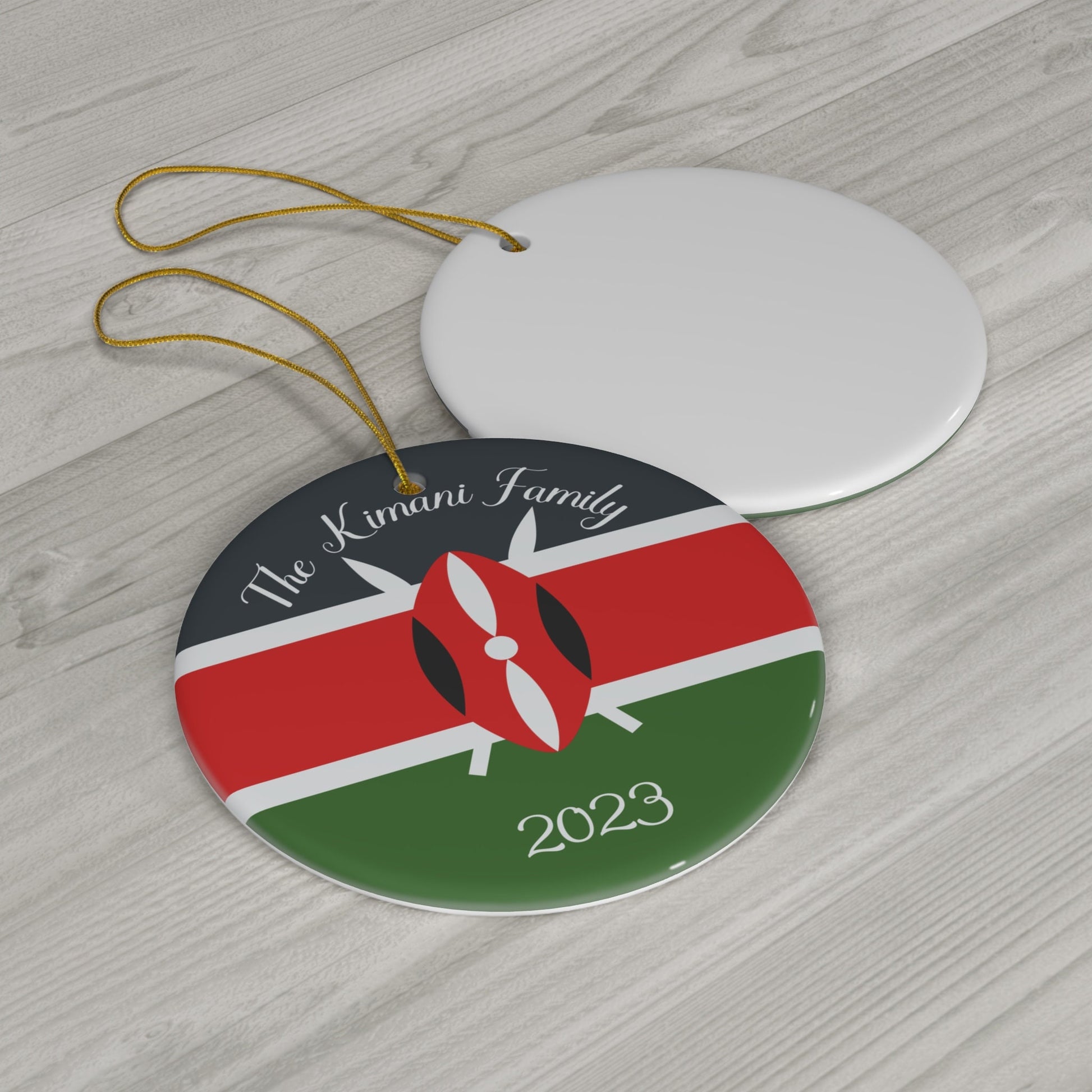 Personalized Kenya Ceramic Christmas Ornament Kenyan Flag Round Gift Holiday Decoration Africa World Heritage Travel Lover Collection