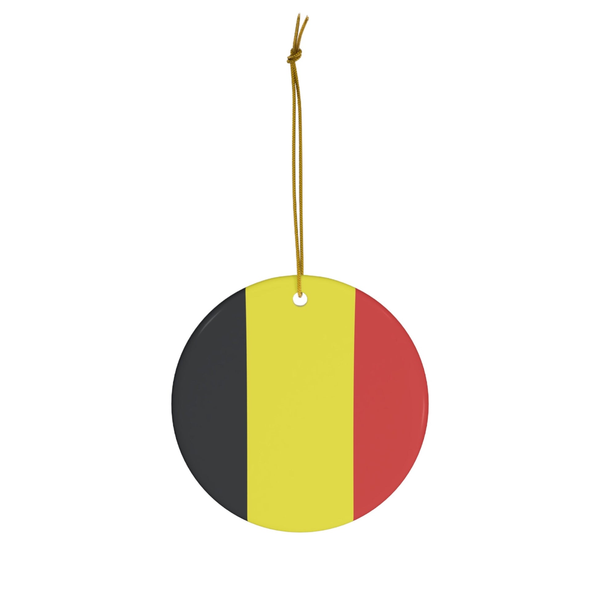 Personalized Belgium Flag Ceramic Ornament Christmas Decor Holiday Decoration Belgian Flag Print Europe Brussels World Travel Gift Souvenir