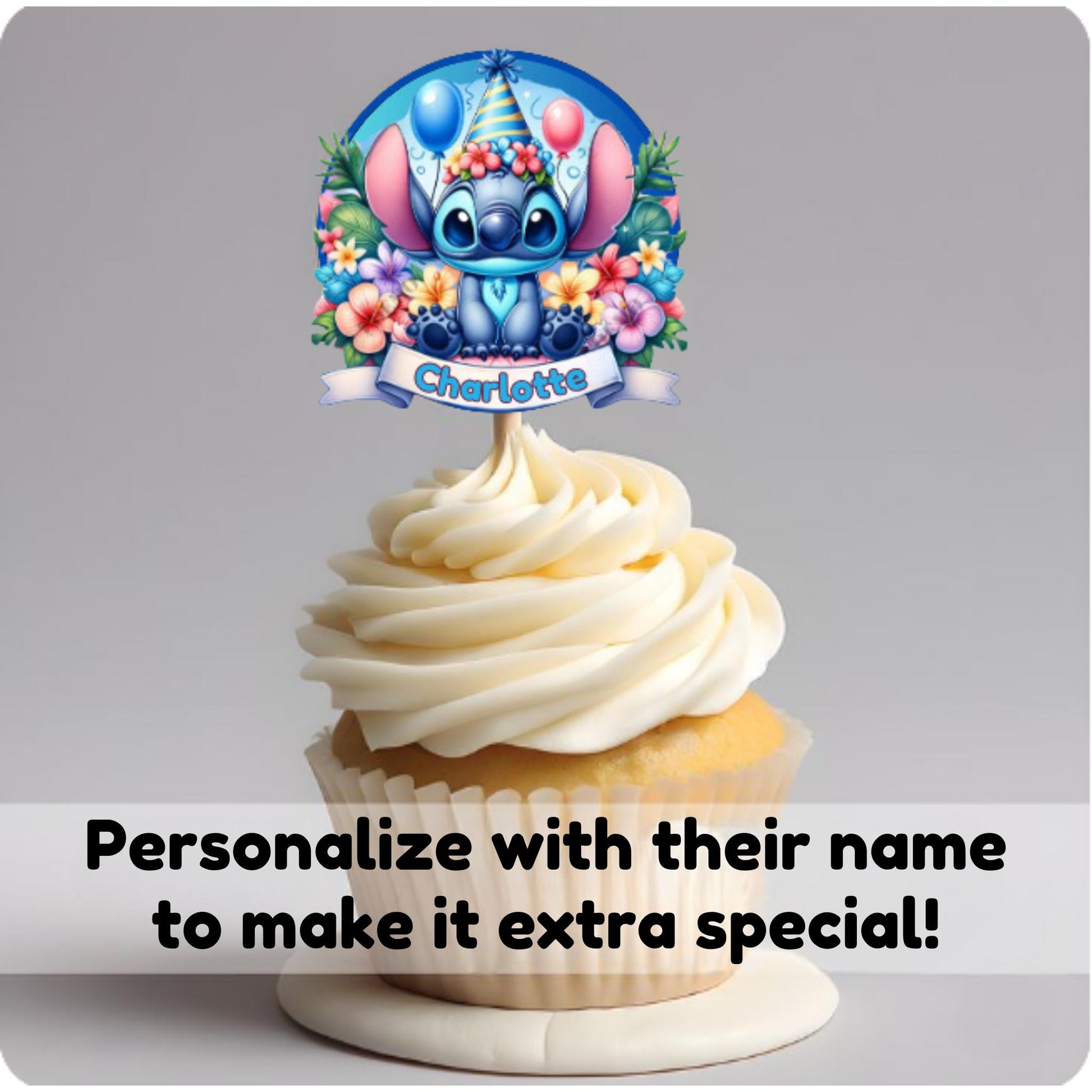 Personalized Stitch Birthday Cupcake Toppers, Lilo & Stitch Cupcake Toppers, Stitch & Angel Cupcake Toppers, Stitch Party Decor, Stitch Birthday