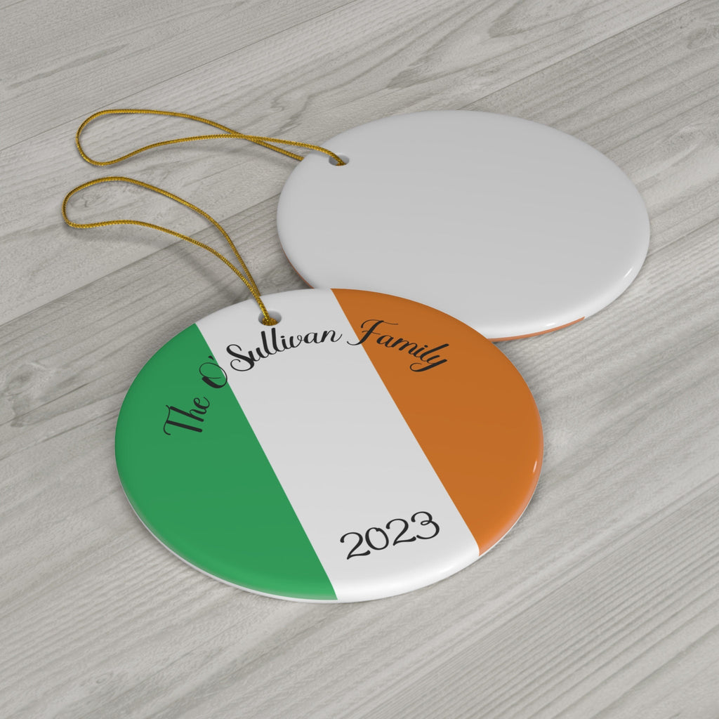 Adorno personalizado de Irlanda, decoración navideña, bandera irlandesa, Dublín, viajes por el mundo, Europa, naranja, verde, regalo, recuerdo