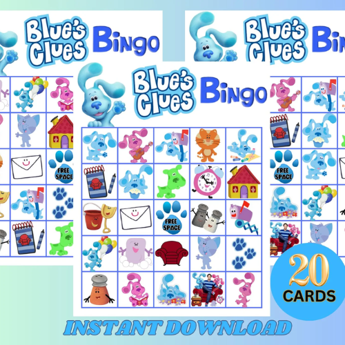 Blue Clues Bingo Game, Blue Clues Birthday Game, Blue Clues Baby Shower, Blue Clues Party, Instant Download, Blues Clues Friends Party Favor