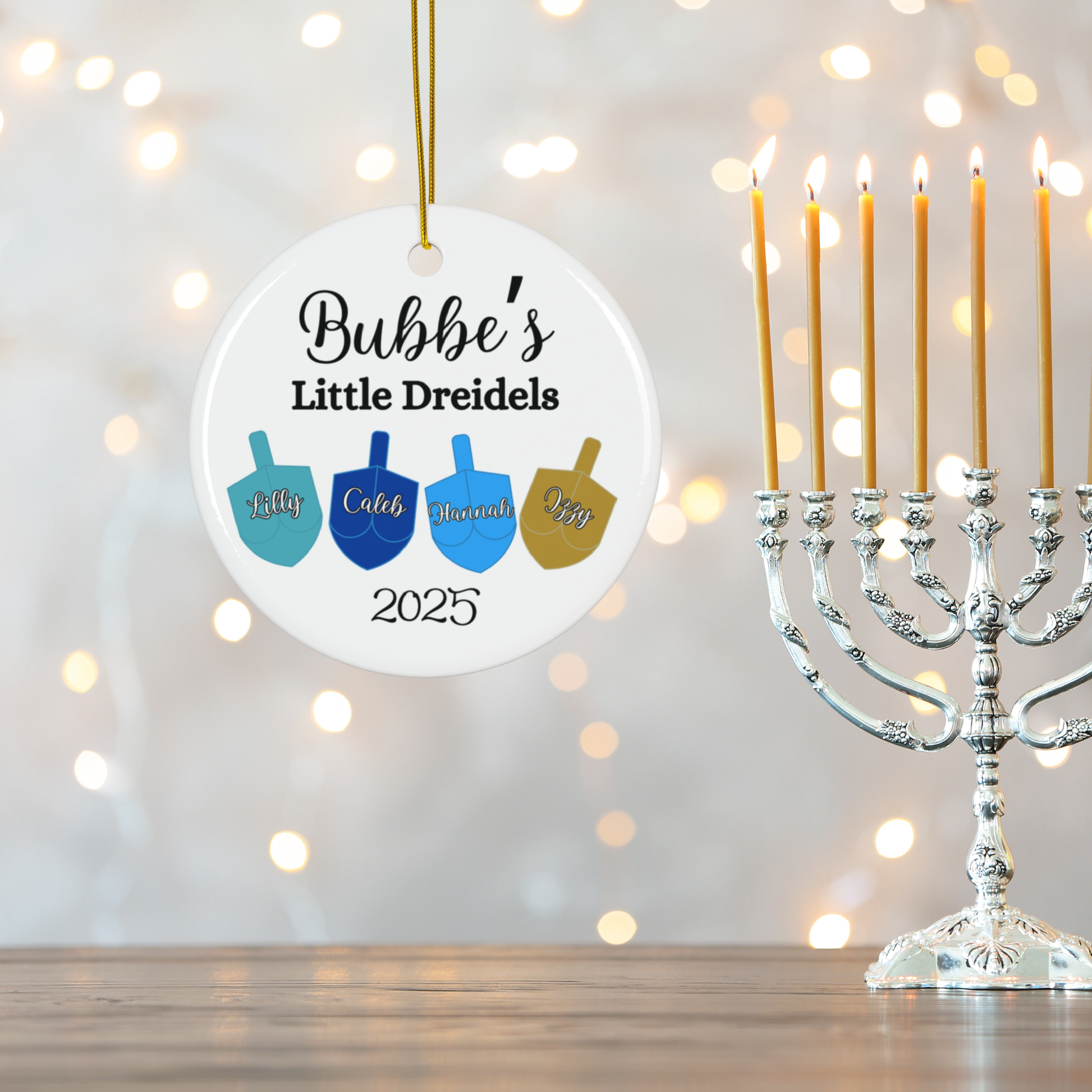 Personalized Jewish Grandmother Ornament, Nana Mimi Bubbe Gift, Gift for Jewish Grandma, Dreidel Ornament,Custom Name Grandchildren Ornament