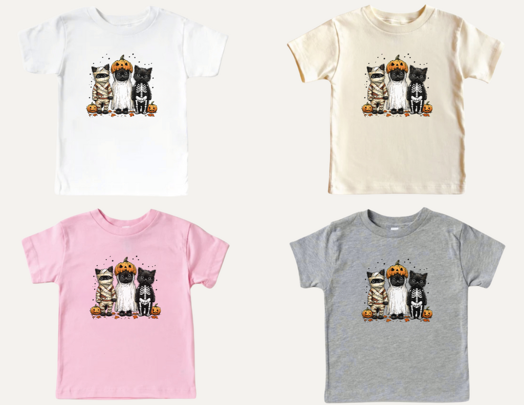 Halloween Kitten Kids Shirt, Funny Trick or Treat Halloween Shirt, Cute Spooky Black Cats Shirt, Fall Cat Shirt, Toddler Ghost Cats Shirt