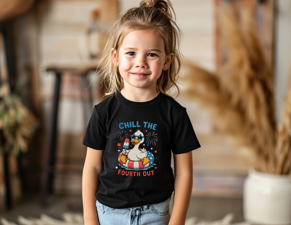 Patriotic Goose Kids Shirt, Chill the Fourth Out Shirt, Funny Goose Shirt