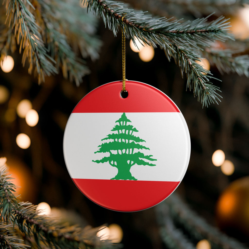 Personalized Lebanon Ceramic Christmas Ornament Lebanese Flag Gift Holiday Decoration