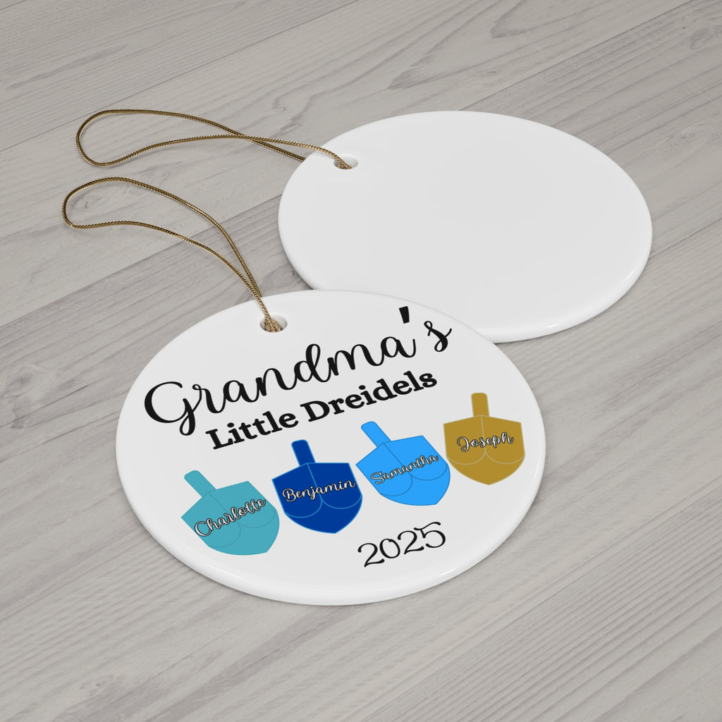 Personalized Jewish Grandmother Ornament, Nana Mimi Bubbe Gift, Gift for Jewish Grandma, Dreidel Ornament,Custom Name Grandchildren Ornament