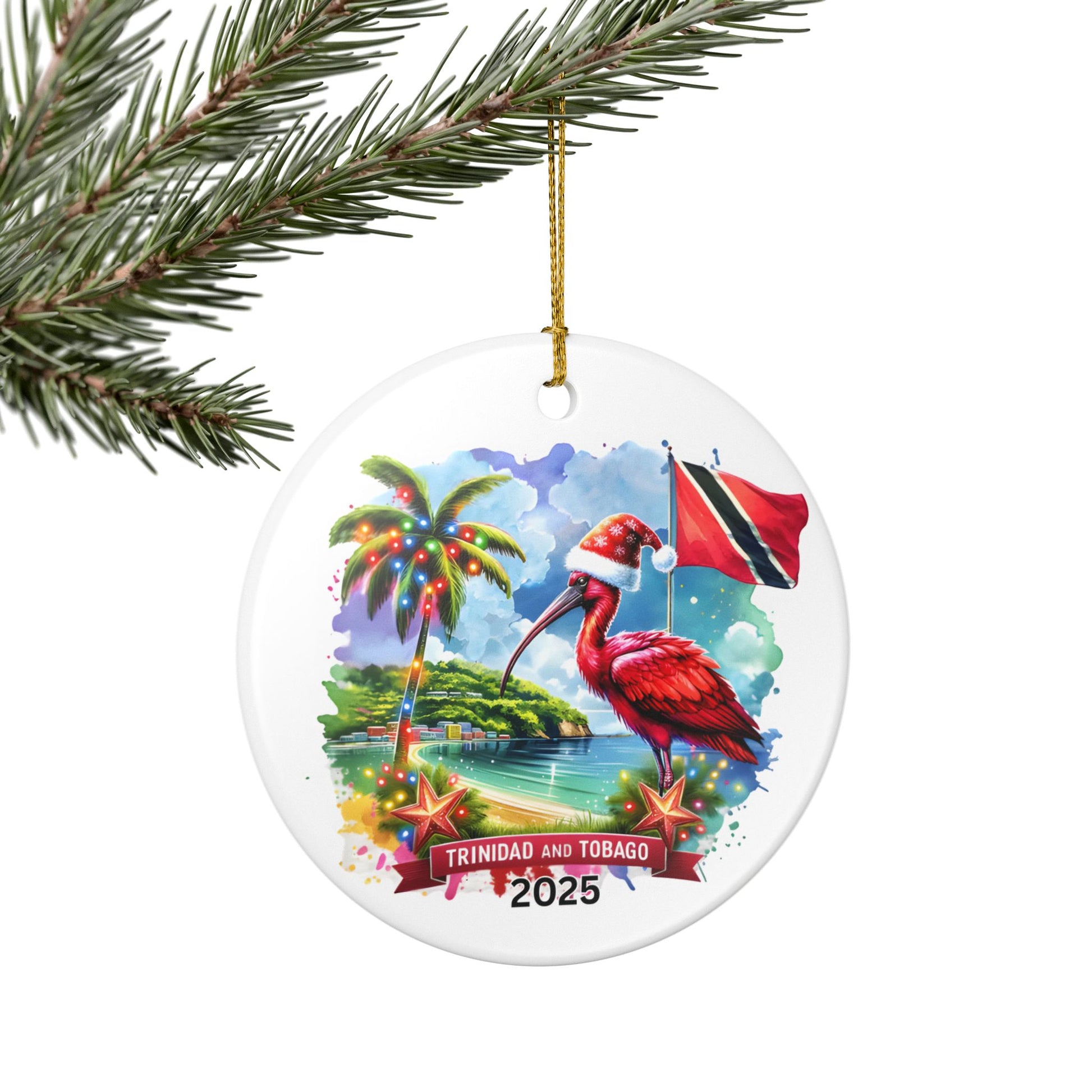 Personalized Trinidad and Tobago Ornament, Trinidad and Tobago Christmas Ornament, Trinidad and Tobago Gift, Trinidad and Tobago Souvenir, Trinidad and Tobago Ibis Bird Christmas Ornament, Honeymoon