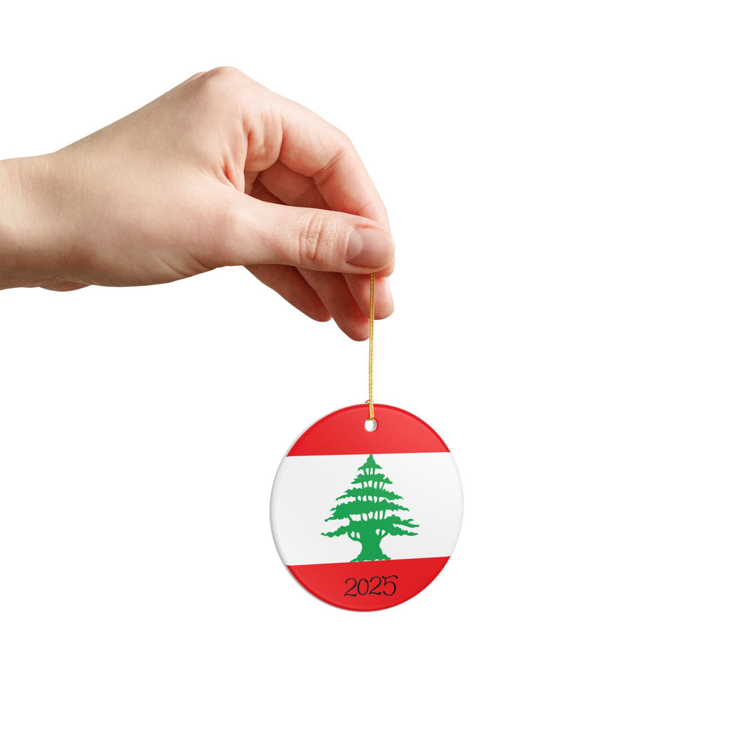 Personalized Lebanon Ceramic Christmas Ornament Lebanese Flag Gift Holiday Decoration
