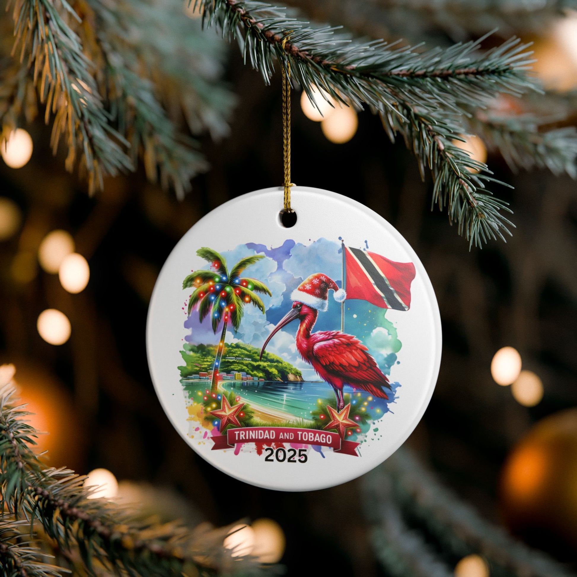 Personalized Trinidad and Tobago Ornament, Trinidad and Tobago Christmas Ornament, Trinidad and Tobago Gift, Trinidad and Tobago Souvenir, Trinidad and Tobago Ibis Bird Christmas Ornament, Honeymoon