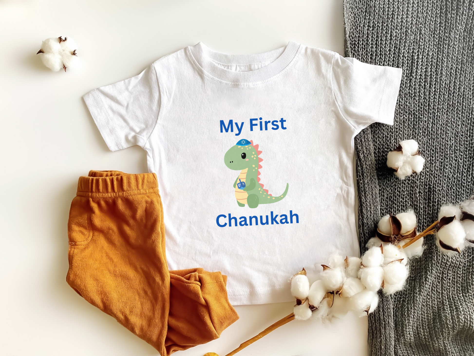 My First Chanukah Dinosaur Kids Shirt, My 1st Hanukkah Shirt, Chanukah Dinosaur Tee for Kids, Cute Dino Hanukkah Shirt