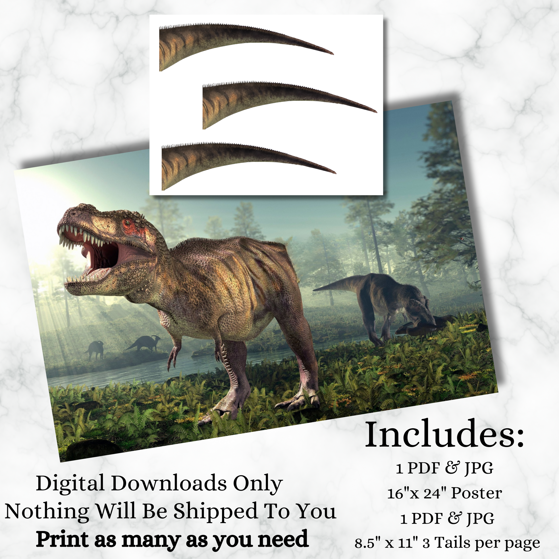 Pin the Tail on the Dinosaur, Pin The Tail on the T-Rex Printable Game, Dinosaur Party Game, Instant Download Dinosaur Birthday Game, T-Rex