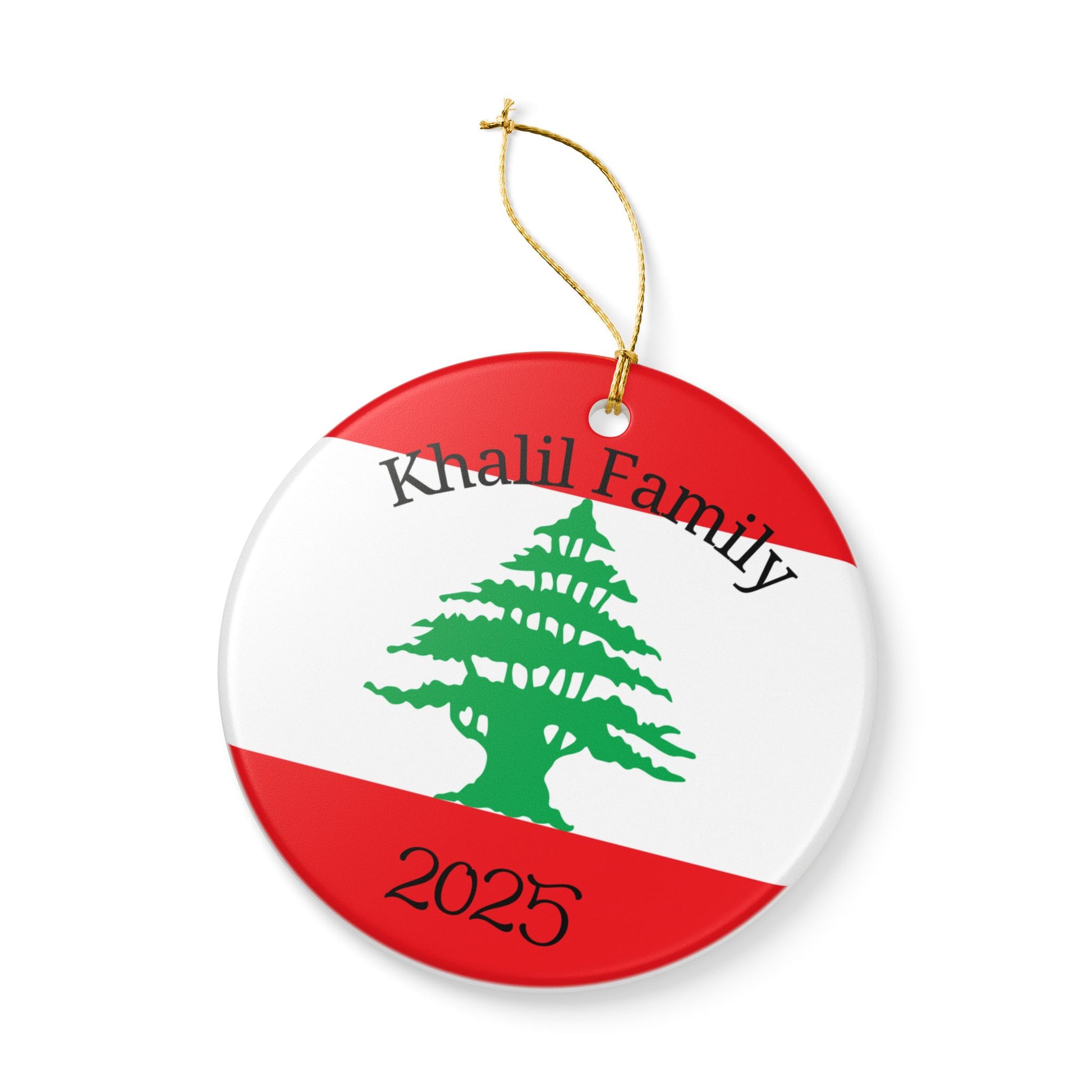 Personalized Lebanon Ceramic Christmas Ornament Lebanese Flag Gift Holiday Decoration