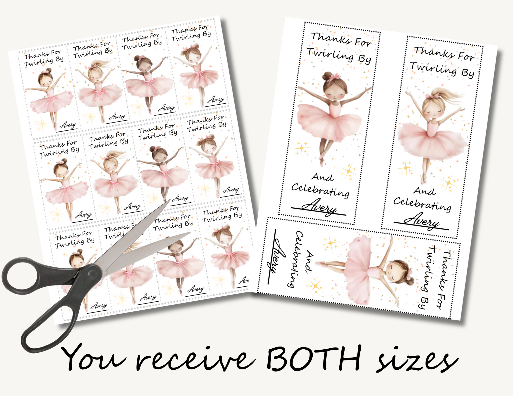 Ballerina Scrunchie Card Template, Ballet Dancer Party Favor, Ballerina Party Decor, Ballet Scrunchie Thank You