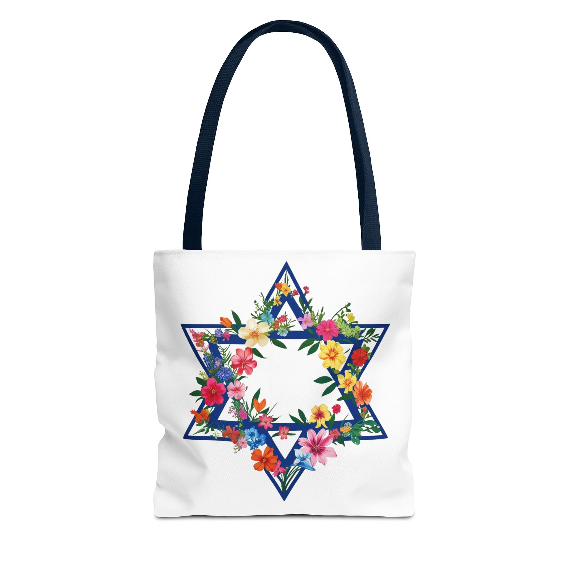 Floral Star David Tote Bag, Magen Star Canvas Tote, Jewish Tote Bag