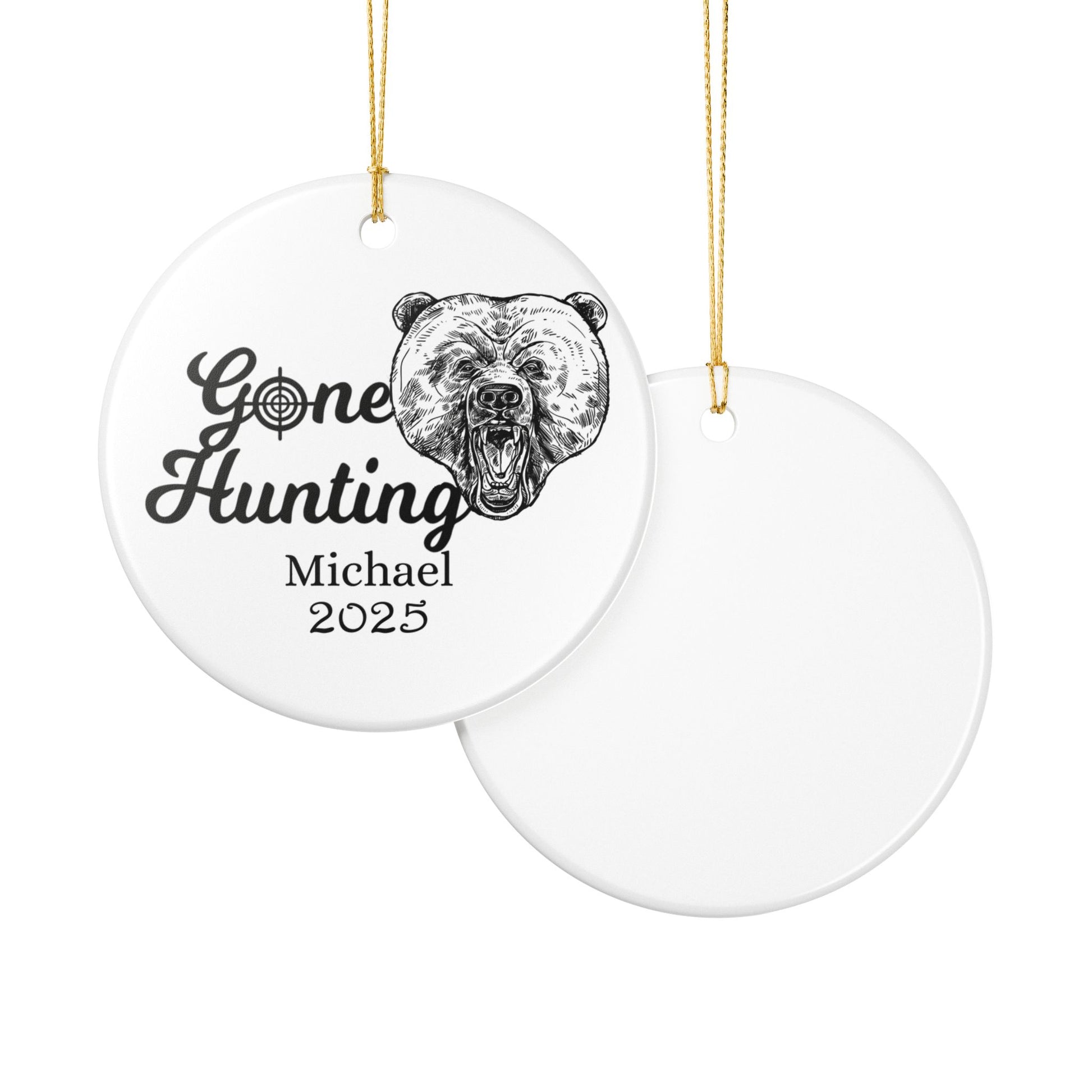 Personalized Bear Hunting Ornament, Hunter Ornament, Gone Hunting 2025 Ornament, Custom Bear Hunter Gift, Gift for Hunter