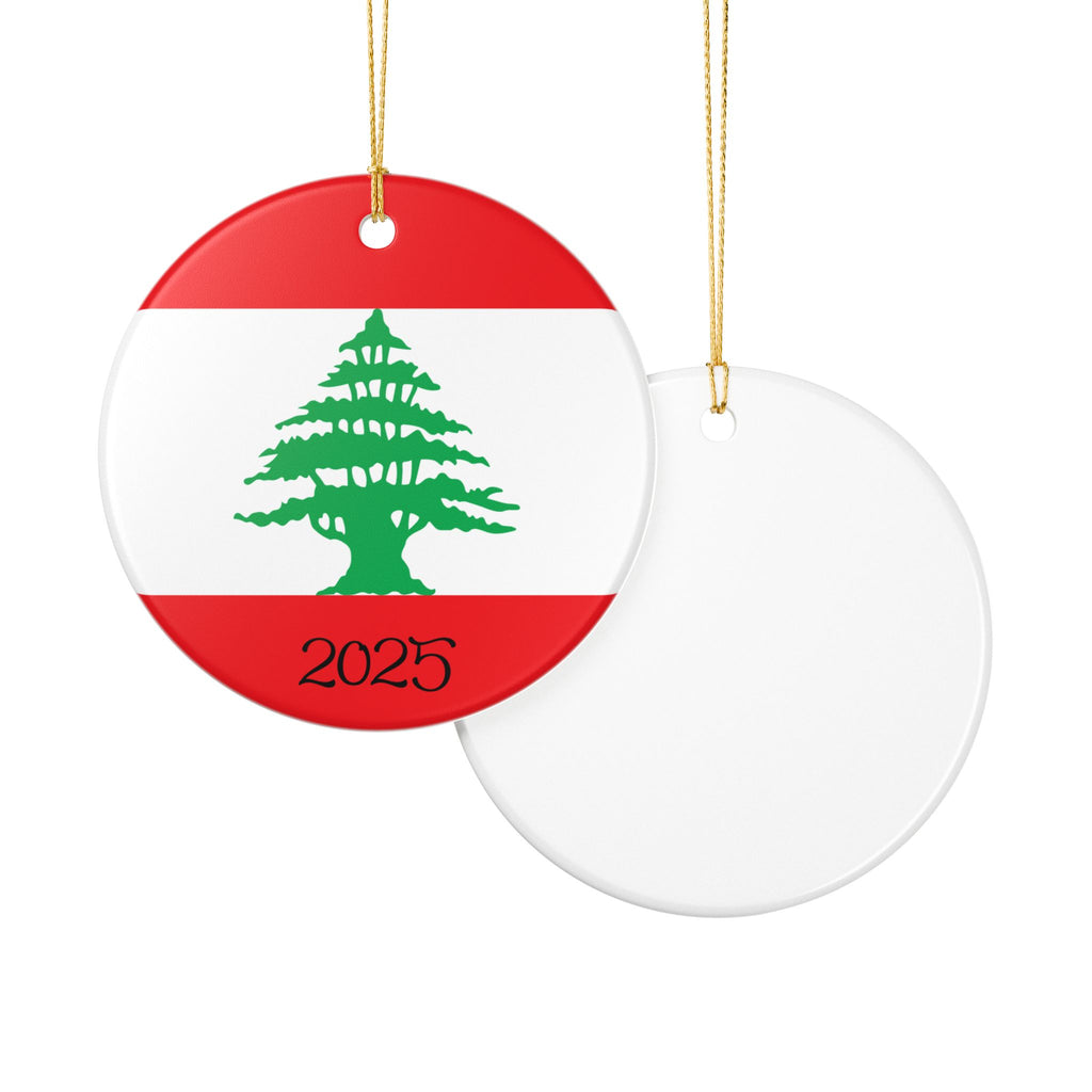 Personalized Lebanon Ceramic Christmas Ornament Lebanese Flag Gift Holiday Decoration