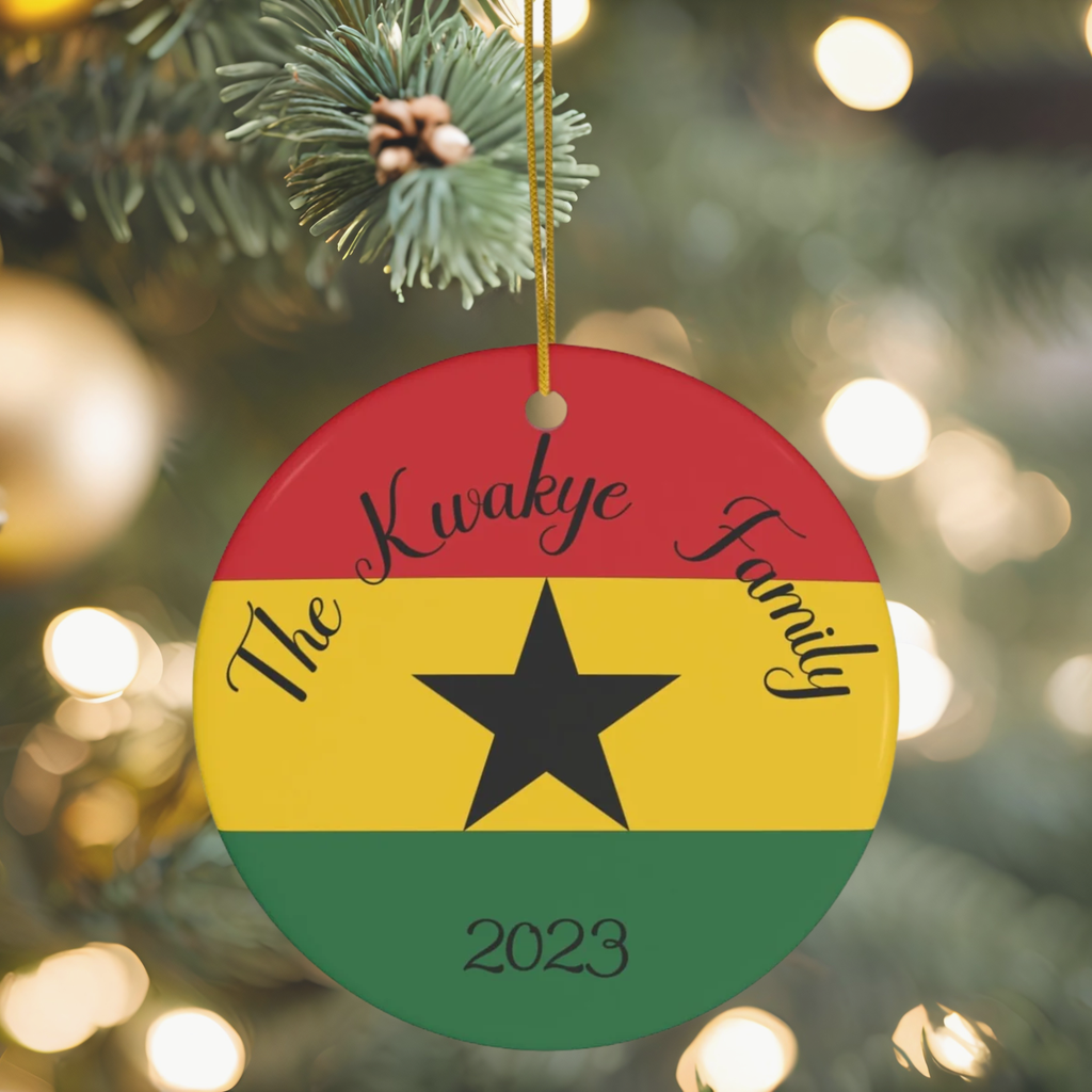 Personalized Ghana Ceramic Ornament, Christmas Decor, Holiday Decoration, Ghanaian Flag, Africa, Accra, Kumasi, World Travel, Gift, Souvenir