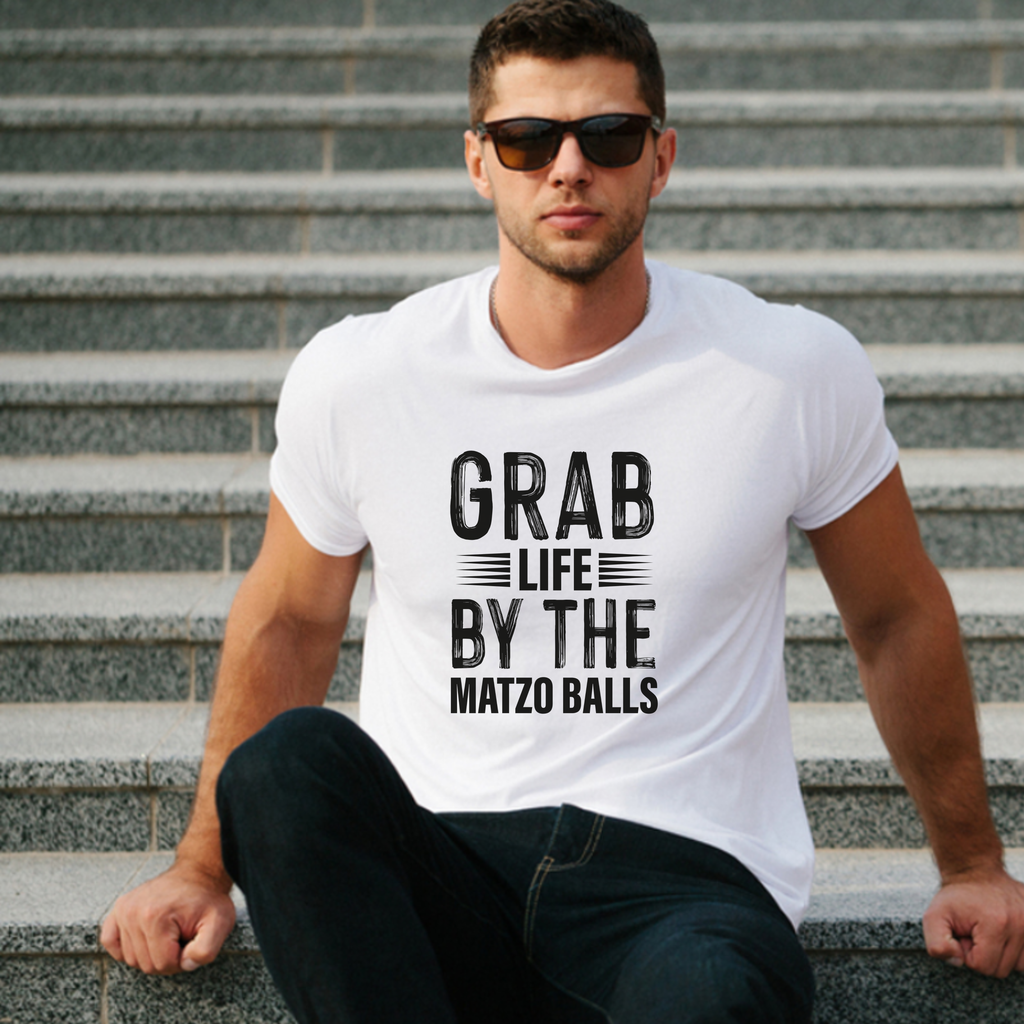 Grab Life By The Matzo Balls, Unisex Jewish Shirt, Funny Jewish T-shirt, Passover, Hanukkah Gift, Jewish Humor, Shalom Gift, Hebrew Shirt