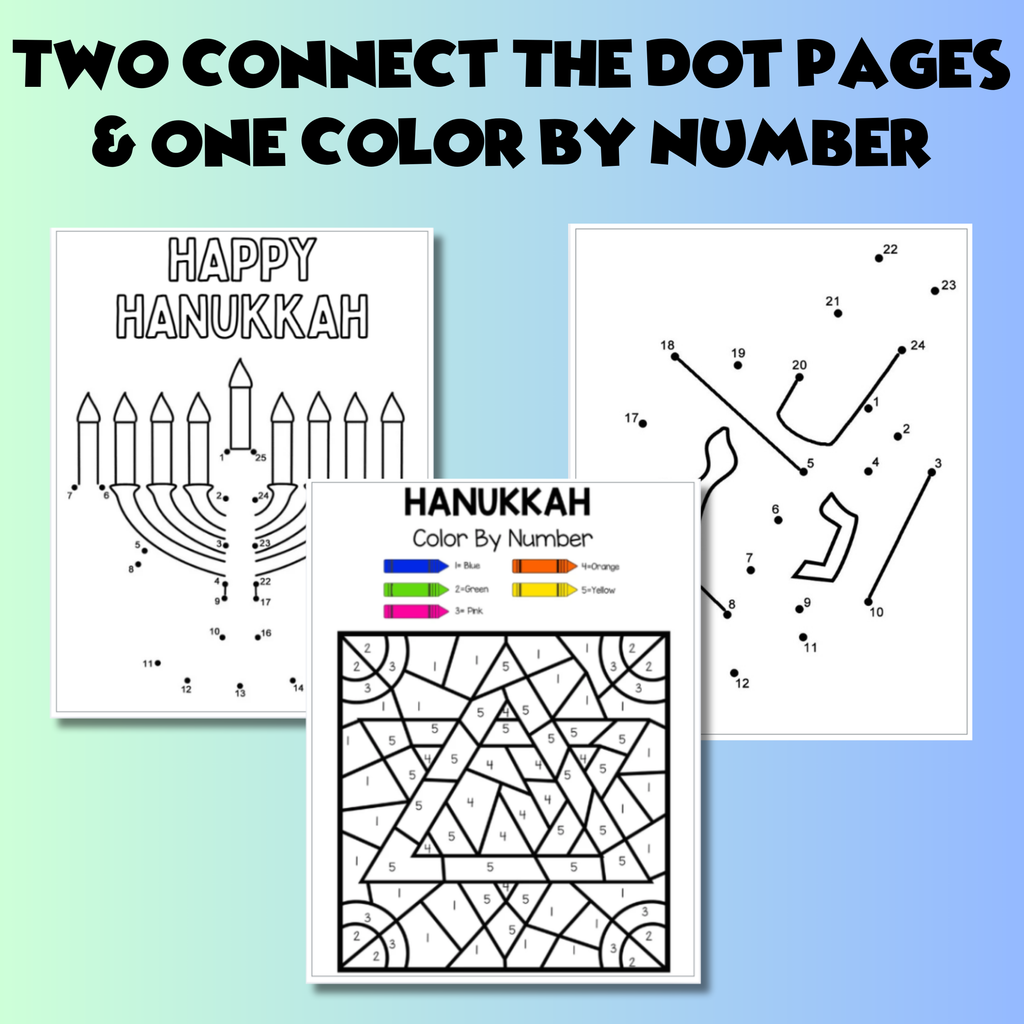 Hanukkah Activity Pack, Chanukah Printable, Hanukkah Coloring Pages, Jewish Holiday Coloring Pages for Toddler & Preschool, Hebrew School, Jewish Learning