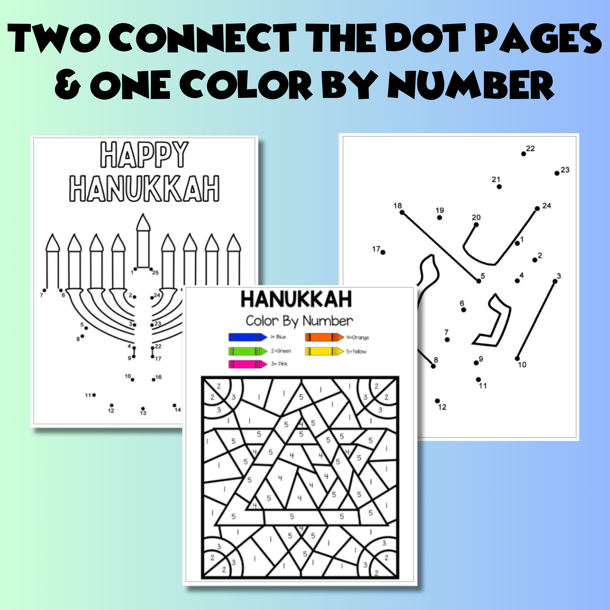 Hanukkah Activity Pack, Chanukah Printable, Hanukkah Coloring Pages, Jewish Holiday Coloring Pages for Toddler & Preschool, Hebrew School, Jewish Learning