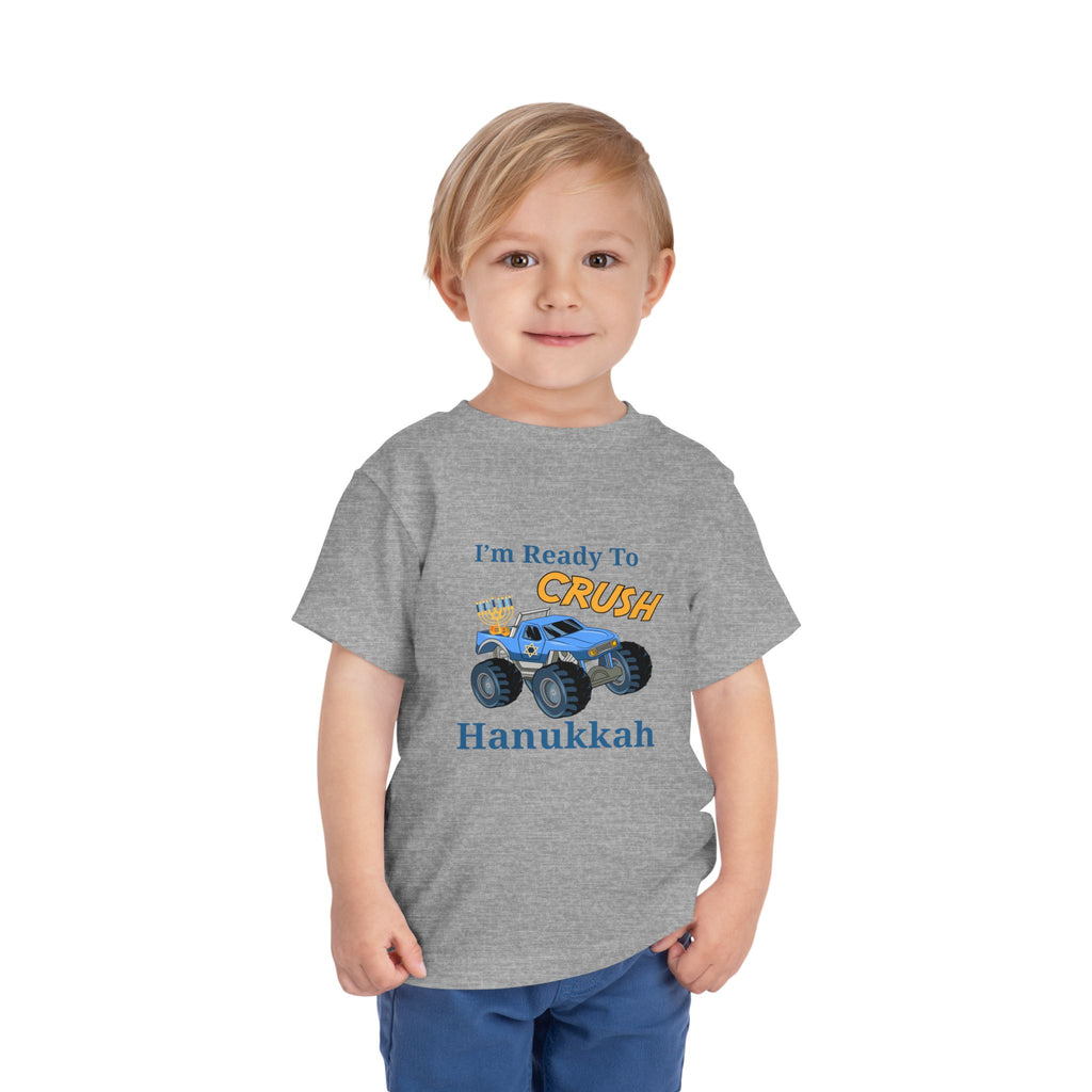 Kids Monster Truck Hanukkah Shirt, I'm Ready To Crush Hanukkah Funny Kids Shirt, Cute Kids Chanukkah T-shirt