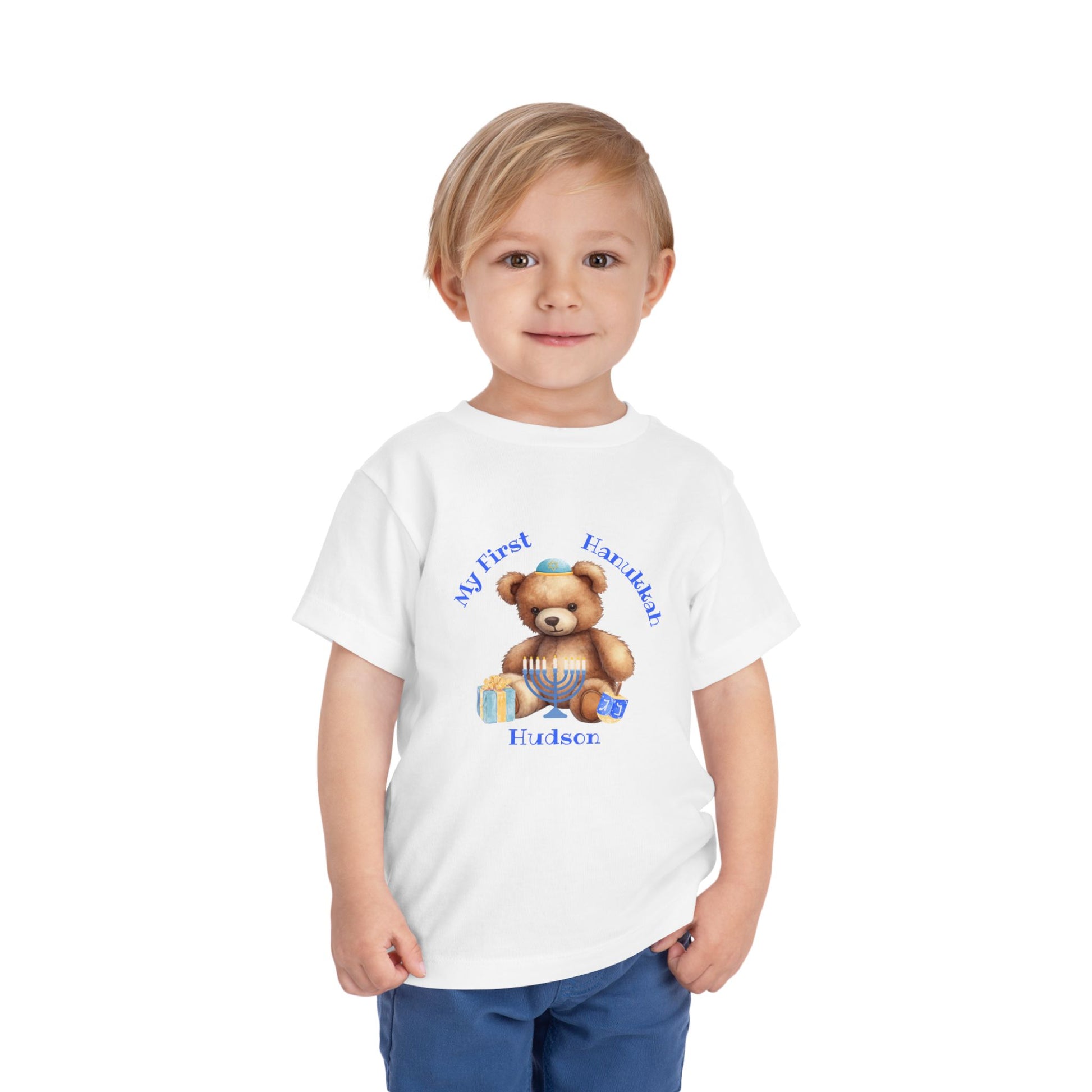 Personalized Kids My First Hanukkah Shirt, Customized Hanukkah Shirt with Name, Hanukkah Teddy Bear Kids T-shirt