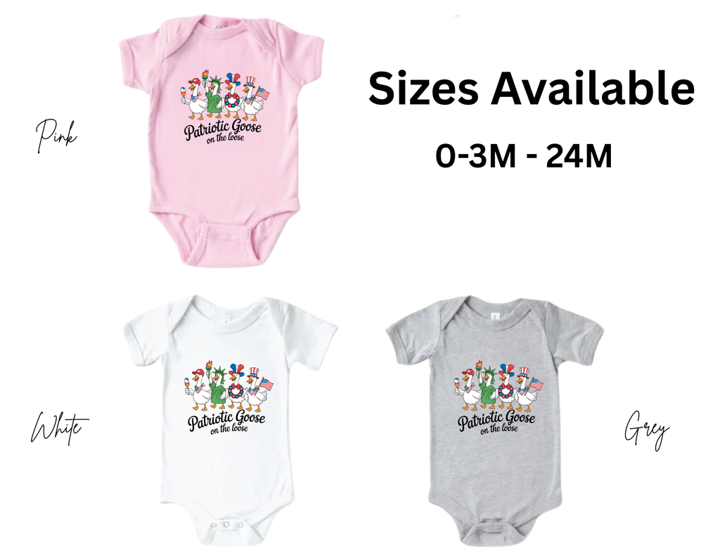 Fourth of July Goose T-shirt, American Baby Onesie, 4th of July Shirt, Tee, Patriotic Goose Kids Shirt, Patriotic Toddler Tee, USA Kids Tee