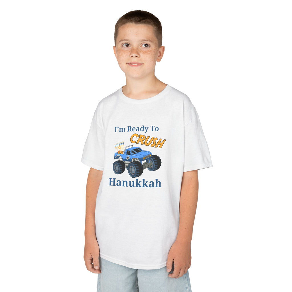 Kids Monster Truck Hanukkah Shirt, I'm Ready To Crush Hanukkah Funny Kids Shirt, Cute Kids Chanukkah T-shirt
