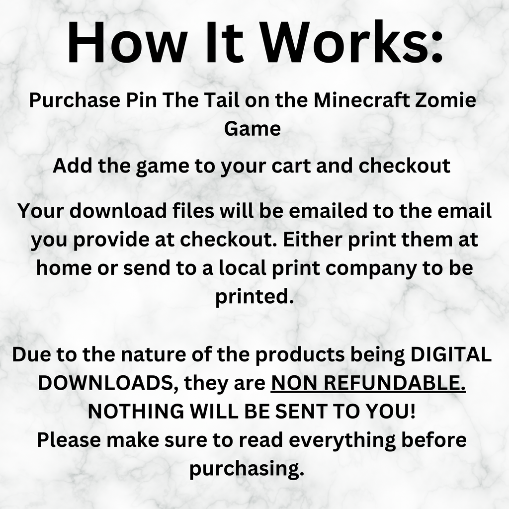 Pin the Head on the Minecraft Zombie Game, Instant Download Minecraft Party Game, Digital Download