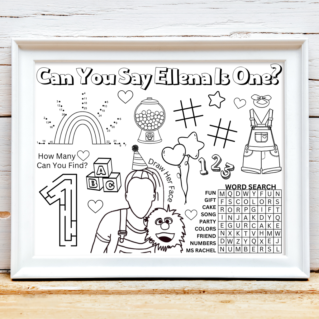 Ms. Rachel Personalized Overalls Birthday Party Placemat