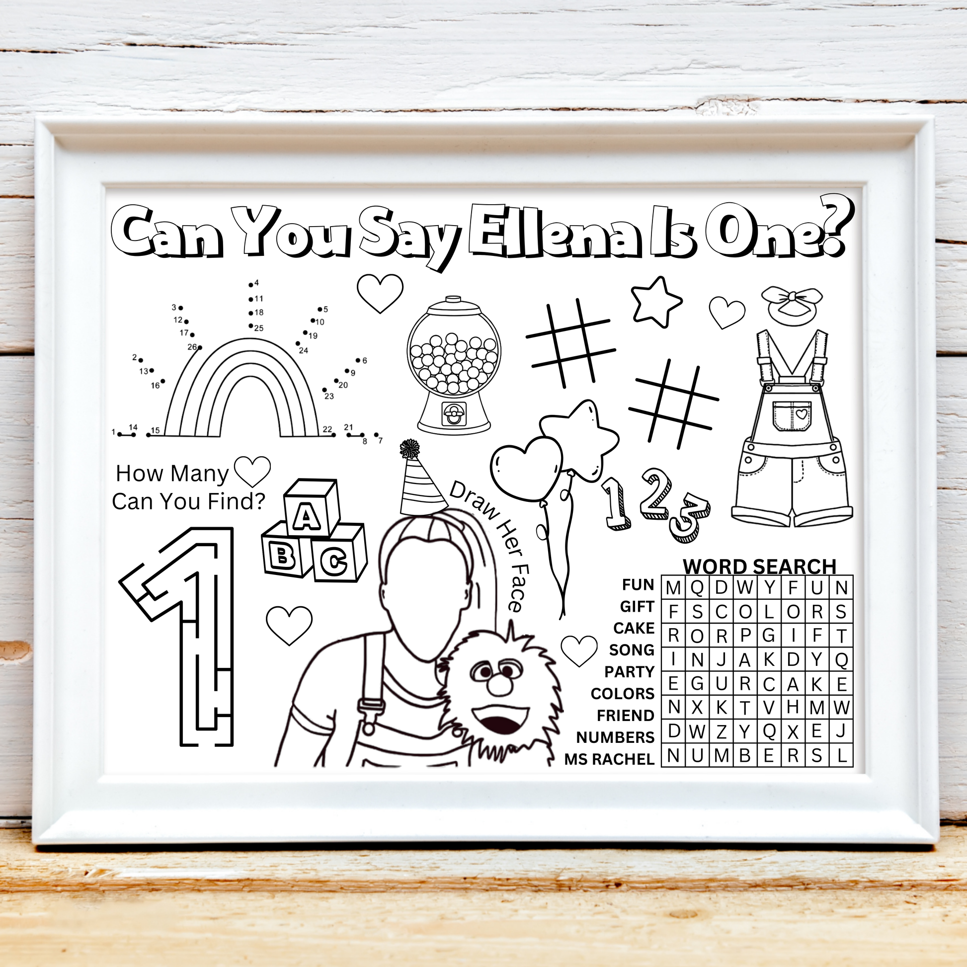 Ms. Rachel Personalized Overalls Birthday Party Placemat