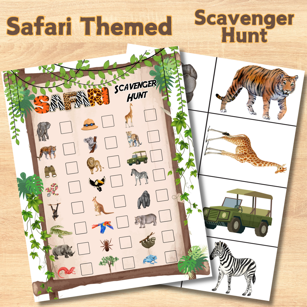 Safari Animal Themed Scavenger Hunt, Zoo Animal Party Game, Safari Party Game, Wild Animal Birthday Game, Instant Download