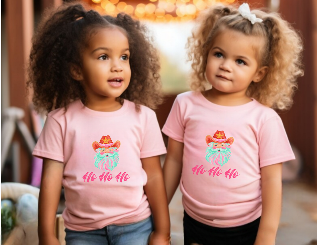 Pink Santa Kids Shirt, Cute Christmas Shirt for Girls, Vintage Santa Claus Kids Tee, Pastel Christmas Outfit, Pink Mommy and Me Santa Shirt