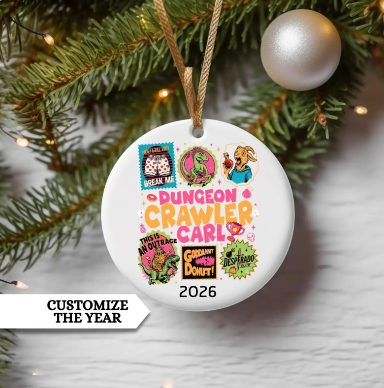 Custom Dungeon Crawler Carl Ornament, Fantasy Book Gift, LitRPG Fan Christmas Decor, New Achievement LitRPG Gamer Gift, Princess Donut Mongo
