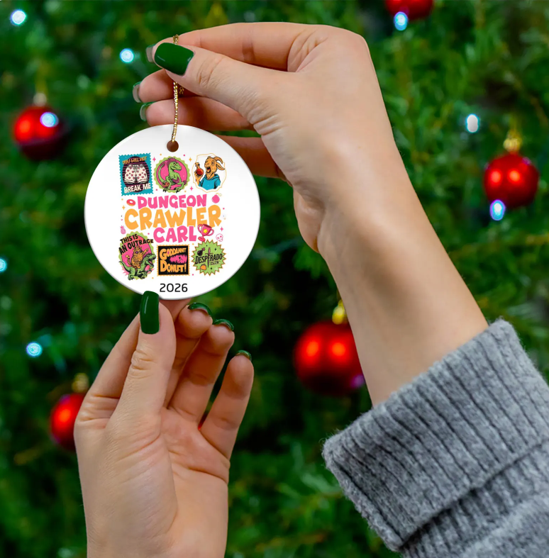 Custom Dungeon Crawler Carl Ornament, Fantasy Book Gift, LitRPG Fan Christmas Decor, New Achievement LitRPG Gamer Gift, Princess Donut Mongo