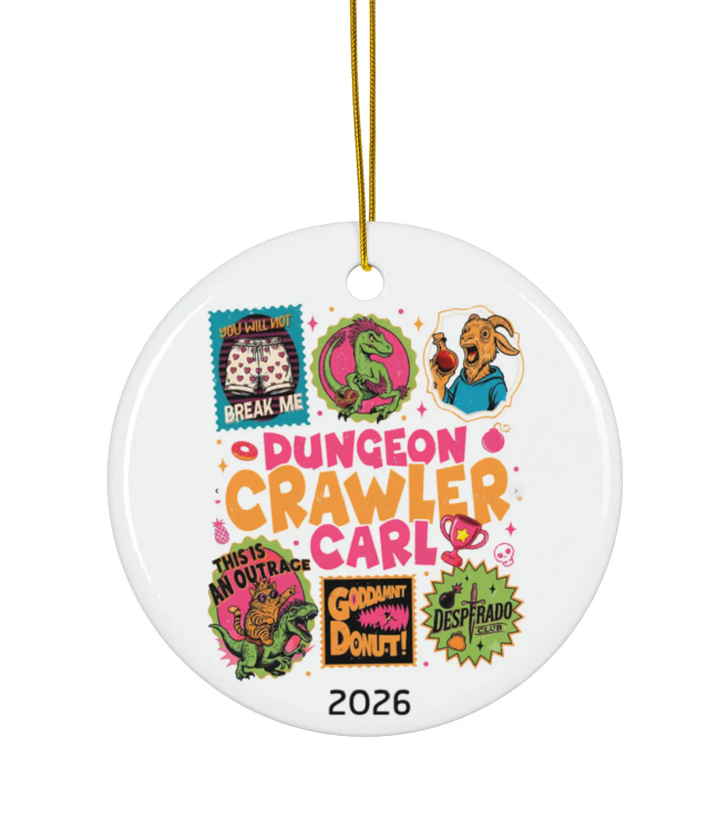 Custom Dungeon Crawler Carl Ornament, Fantasy Book Gift, LitRPG Fan Christmas Decor, New Achievement LitRPG Gamer Gift, Princess Donut Mongo