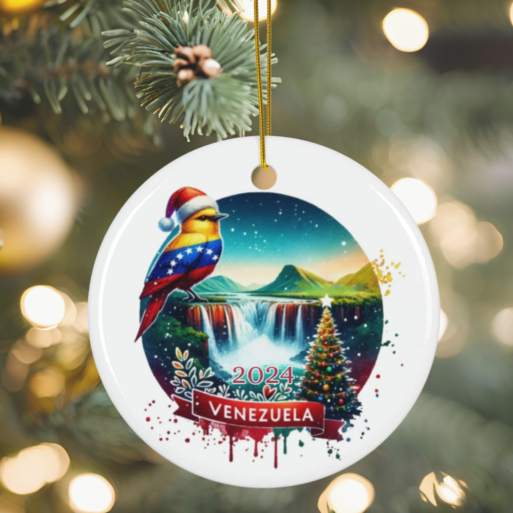 Personalized Venezuela Ornament, Venezuela Christmas Ornament, Venezuela Gift, Venezuela Flag Souvenir, Bird Christmas Ornament, Honeymoon
