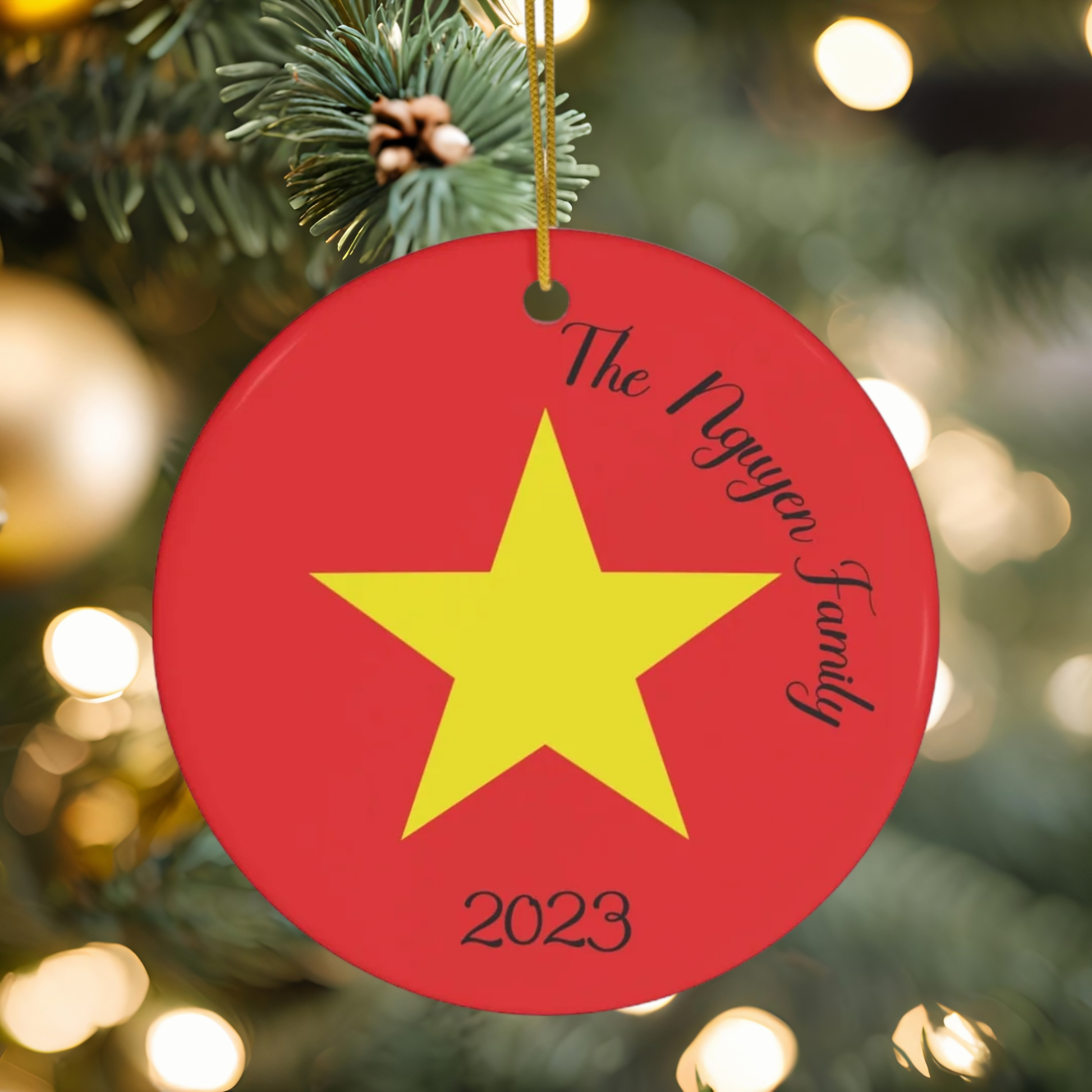 Personalized Vietnam Flag Ceramic Christmas Ornament Vietnam Christmas Vietnamese Flag Gift Holiday Decoration World Heritage Travel Themed