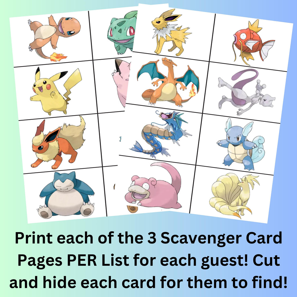Gotta Catch Them All Pokemon Scavenger Hunt