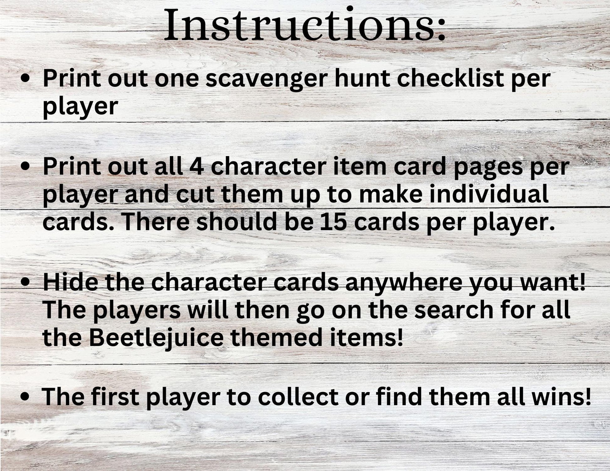 Beetlejuice Scavenger Hunt Game, Beetlejuice Inspired Party Game, Spooky Themed Scavenger Hunt, Its Showtime Birthday Party Game