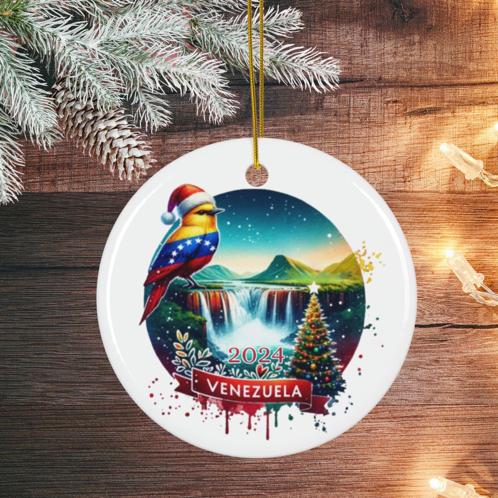 Personalized Venezuela Ornament, Venezuela Christmas Ornament, Venezuela Gift, Venezuela Flag Souvenir, Bird Christmas Ornament, Honeymoon
