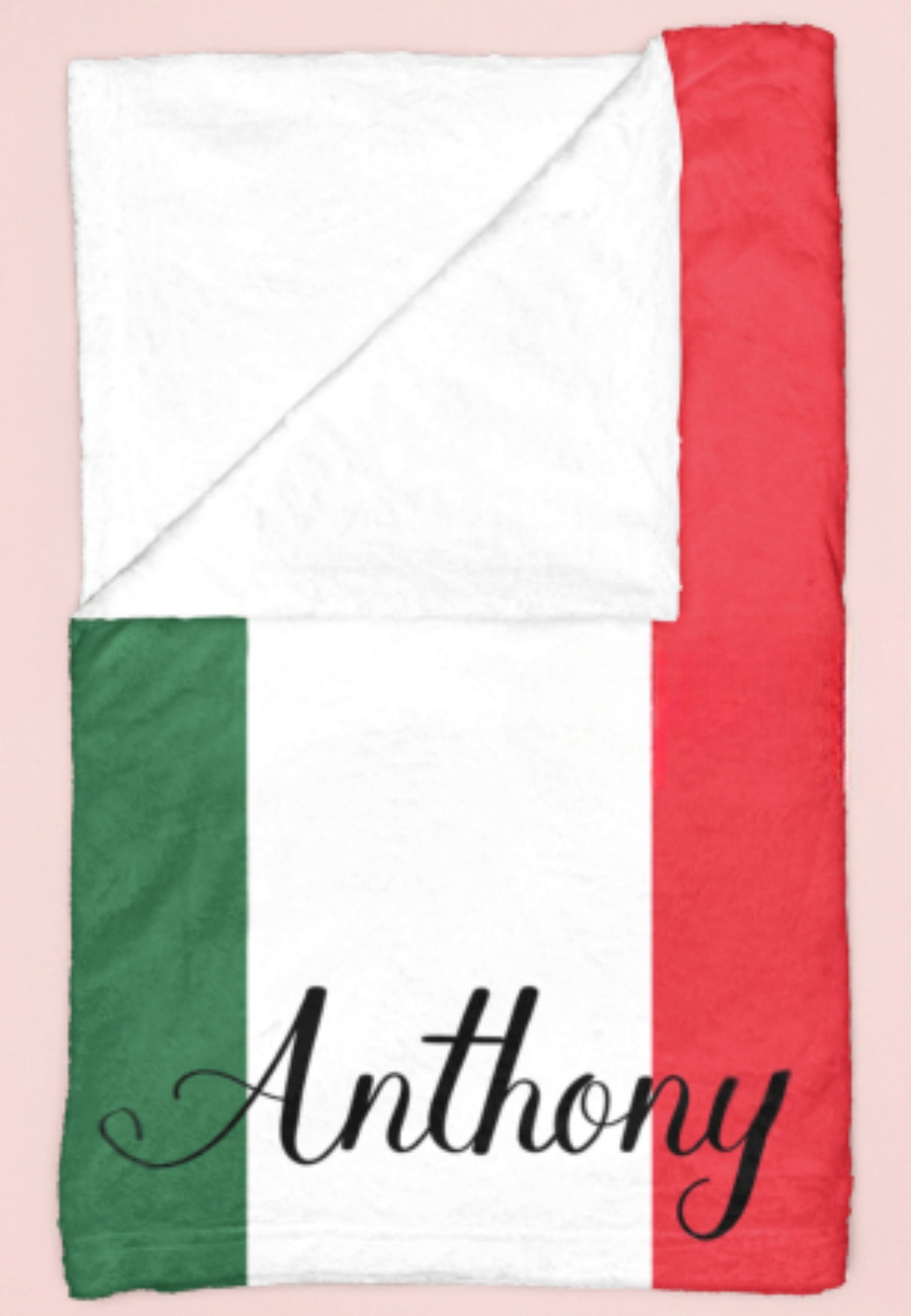 Personalized Italy Flag Blanket, Italian Velveteen Throw, Italian Gifts, Italian Decor, Custom Blanket, Gift for Italian, Italian Flag Gift